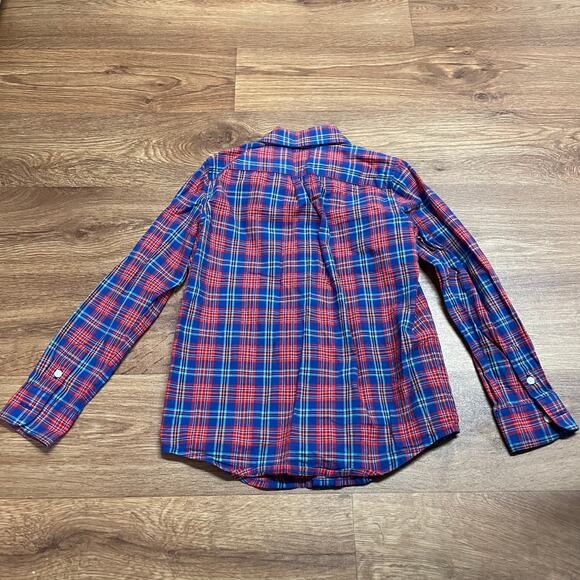 Janie & Jack Boys Red Blue Plaid Long Sleeve Button Up Shirt Size 6 Small - Picture 2 of 5
